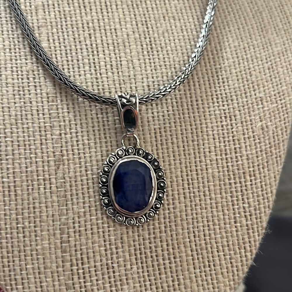 Lapis  and sterling silver pendant